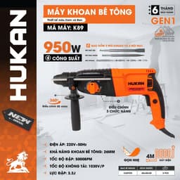 Máy Khoan Đục Bê Tông 3 Chức Năng Hukan K89 Công Suất 950W Lực Đập 3.2J - Kèm 5 Mũi Khoan Đục 2
