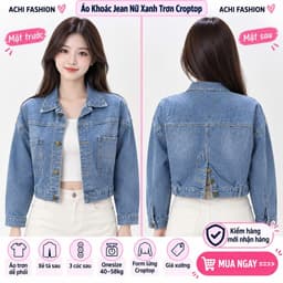 Áo Khoác Jean Nữ FENG — Form Lửng Croptop Tôn Dáng, 3 Màu Rêu Loang/Xám/Xanh, Size M-L-XL (40-70kg) 8