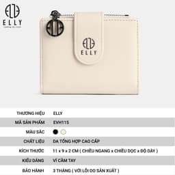 [Tặng hộp 20.10] Ví nữ ELLY EVH115 ví cầm tay da tổng hợp cao cấp nhỏ gọn thời trang thanh lịch 2