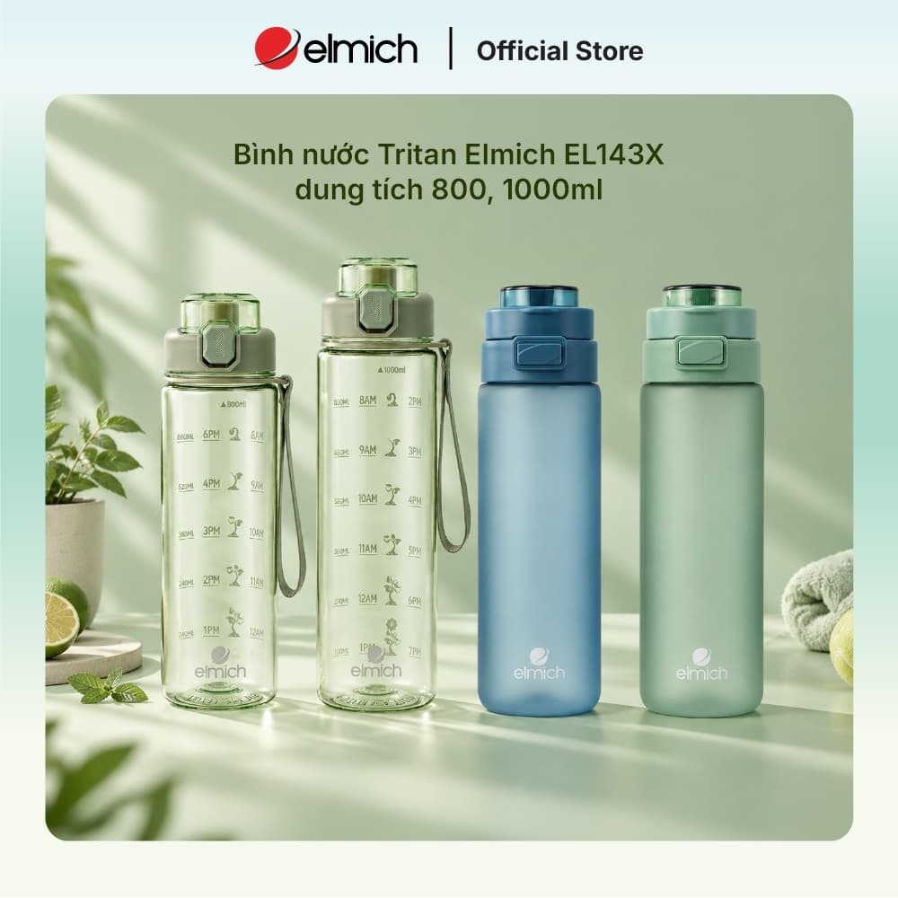 Bình nước Tritan Elmich EL143X dung tích 800, 1000ml