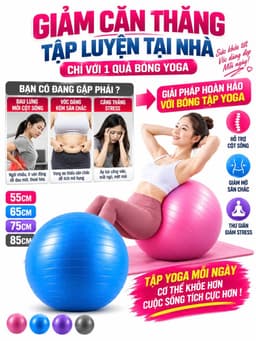 Bóng Tập Gym, Tập Yoga Trơn 65 - 75cm - 85cm Tặng Kèm Bơm Chỉ Có Tại Gym Sport 1