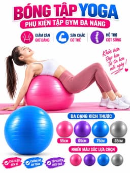Bóng Tập Gym, Tập Yoga Trơn 65 - 75cm - 85cm Tặng Kèm Bơm Chỉ Có Tại Gym Sport 2