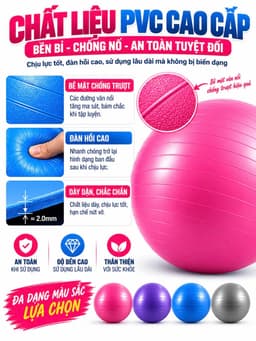 Bóng Tập Gym, Tập Yoga Trơn 65 - 75cm - 85cm Tặng Kèm Bơm Chỉ Có Tại Gym Sport 3