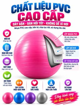 Bóng Tập Gym, Tập Yoga Trơn 65 - 75cm - 85cm Tặng Kèm Bơm Chỉ Có Tại Gym Sport 5