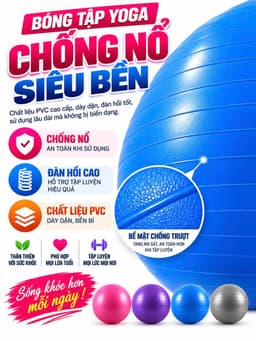 Bóng Tập Gym, Tập Yoga Trơn 65 - 75cm - 85cm Tặng Kèm Bơm Chỉ Có Tại Gym Sport 4