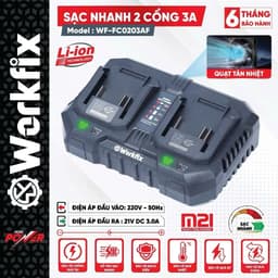Sạc pin máy khoan - máy siết bulong - máy bắn vít Workfix chân sạc phổ thông, Sạc nhanh 2.0A - 4.0A - Sạc Đôi 3.0A 3