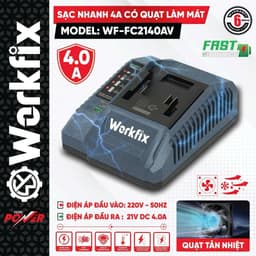 Sạc pin máy khoan - máy siết bulong - máy bắn vít Workfix chân sạc phổ thông, Sạc nhanh 2.0A - 4.0A - Sạc Đôi 3.0A 5