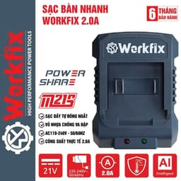 Sạc pin máy khoan - máy siết bulong - máy bắn vít Workfix chân sạc phổ thông, Sạc nhanh 2.0A - 4.0A - Sạc Đôi 3.0A 8