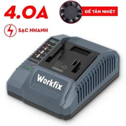 Sạc pin máy khoan - máy siết bulong - máy bắn vít Workfix chân sạc phổ thông, Sạc nhanh 2.0A - 4.0A - Sạc Đôi 3.0A 6