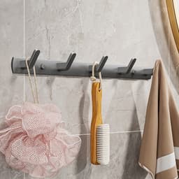 Thanh Móc Sắt Treo Quần Áo Rika 5 Móc và 6 Móc Inox Bắt Tường/ hút chân không Vân Sóng (260) 38*5*6cm. LMS 3