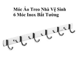 Thanh Móc Sắt Treo Quần Áo Rika 5 Móc và 6 Móc Inox Bắt Tường/ hút chân không Vân Sóng (260) 38*5*6cm. LMS 8