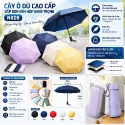 Cây Ô Dù cao cấp gấp gọn kèm hộp sang trọng NK08 và Gấp Gọn Mini 19cm. LMS 1