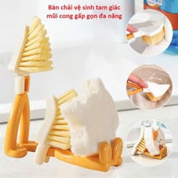 Bàn chải vệ sinh tam giác mũi cong gấp gọn đa năng và Bàn Chải Vệ Sinh Góc Chết. LMS 1