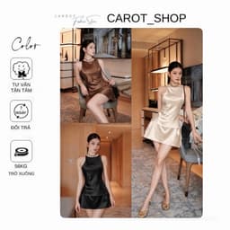 ( BIGSIZE ) VN171 Set áo lụa valentino dáng yếm + chân váy chữ A co giãn nhẹ basic by CarrotShop 1