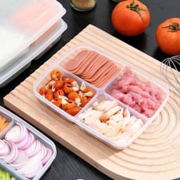 Hộp Chia Thực Phẩm 4 Ngăn 710ml Nắp Dẻo Kín Không Gỉ Nước Nhựa Sạch Bảo Quản Thức Ăn Tốt (8.5DPGDBT) 9
