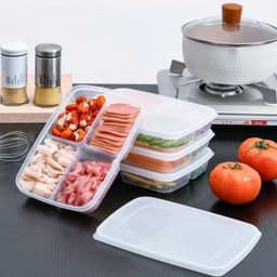 Hộp Chia Thực Phẩm 4 Ngăn 710ml Nắp Dẻo Kín Không Gỉ Nước Nhựa Sạch Bảo Quản Thức Ăn Tốt (8.5DPGDBT) 3