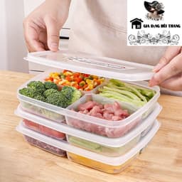 Hộp Chia Thực Phẩm 4 Ngăn 710ml Nắp Dẻo Kín Không Gỉ Nước Nhựa Sạch Bảo Quản Thức Ăn Tốt (8.5DPGDBT) 1