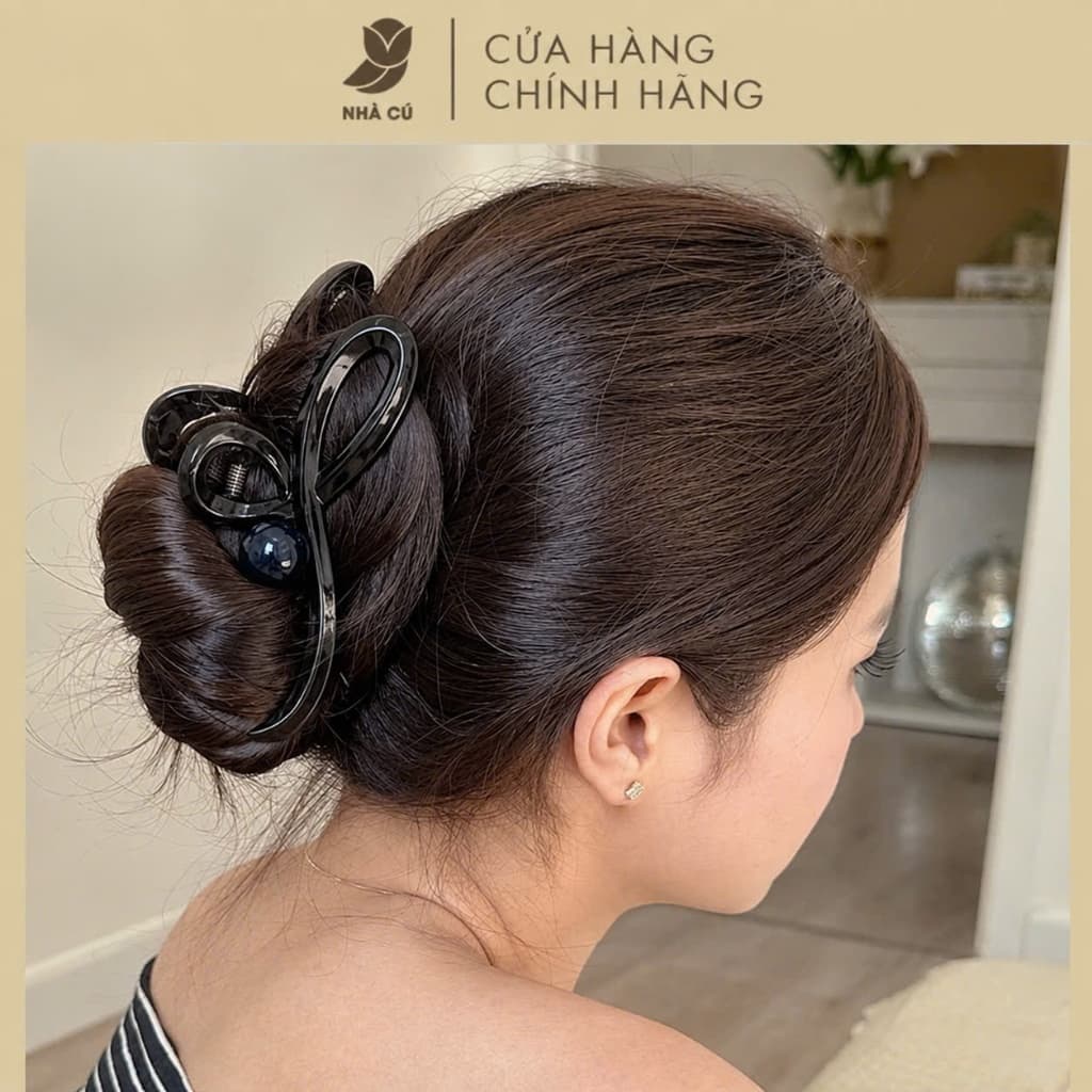 Kẹp Tóc Thạch Chữ Thập Đính Ngọc NHÀ CÚ Kẹp Bấm Càng Cua Phong Cách Tiểu Thư Sang Trọng Thanh Lịch 5976