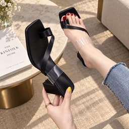 Giày Sandal Nữ Cao Gót Đế Vuông Quai Chéo Phối Trong Suốt Sang Trọng Thời Trang - D503 8