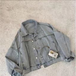 Áo Khoác Jean Nữ Form Rộng AN TÂY Phủ Bạc, Dáng Ngắn Retro #8038 Màu Xanh 7