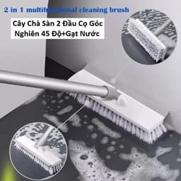 Cây Chà Sàn 2 Đầu Cọ Góc Nghiên 45 Độ+Gạt Nước và Chổi Chà Sàn Có đầu Gạt Nước đầu Xoay Trái Phải Mẫu 2023. LMS 1