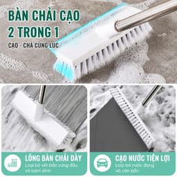 Cây Chà Sàn 2 Đầu Cọ Góc Nghiên 45 Độ+Gạt Nước và Chổi Chà Sàn Có đầu Gạt Nước đầu Xoay Trái Phải Mẫu 2023. LMS 2