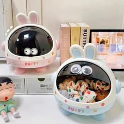 Hộp Đựng Đồ Tai Thỏ 3 Chân Phi Hành Gia và Kệ đựng (mỹ Phẩm/ Bút) Nhựa 5 Ngăn Xoay 360 độ. LMS 5