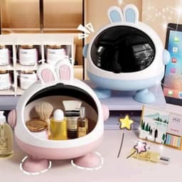 Hộp Đựng Đồ Tai Thỏ 3 Chân Phi Hành Gia và Kệ đựng (mỹ Phẩm/ Bút) Nhựa 5 Ngăn Xoay 360 độ. LMS 3