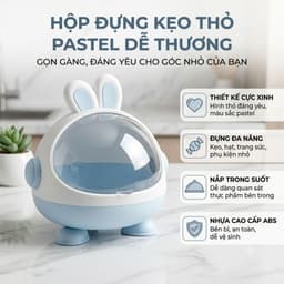 Hộp Đựng Đồ Tai Thỏ 3 Chân Phi Hành Gia và Kệ đựng (mỹ Phẩm/ Bút) Nhựa 5 Ngăn Xoay 360 độ. LMS 4