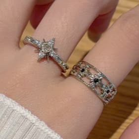 Nhẫn hoa diên vĩ phong cách châu Âu cổ điển đính đá zircon