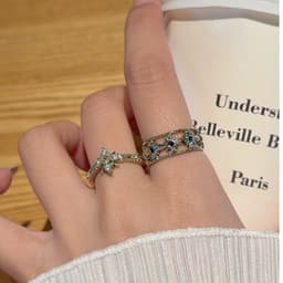Nhẫn hoa diên vĩ phong cách châu Âu cổ điển đính đá zircon 9