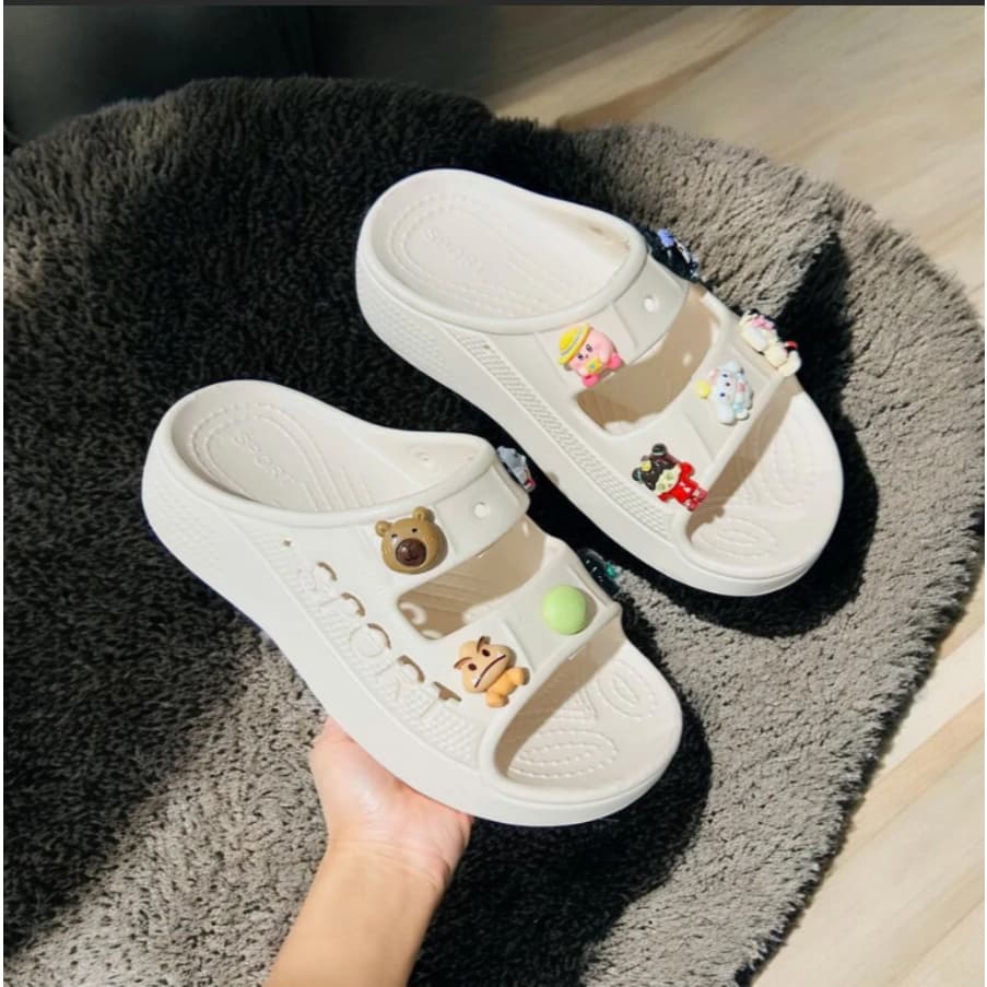 Dép nữ hai quai EVA siêu nhẹ, gắn charm thời trang, phong cách sang chảnh 128