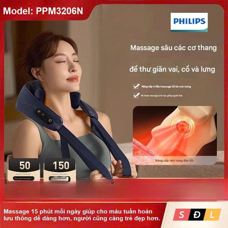 MÁY MASSAGE CỔ VAI GÁY PHILIPS PPM3522 VÀ PPM5202 ,BẢO HÀNH 12TH