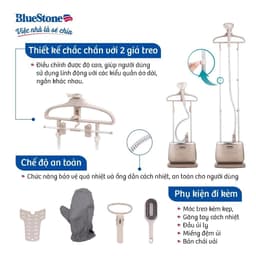 Bàn Ủi Hơi Nước Đứng BlueStone GSB-3951, 5 Mức Nhiệt, 1900w - 1.0Lit, Tự Làm Sạch, Chống Đóng Cặn, Hàng Chính Hãng 5