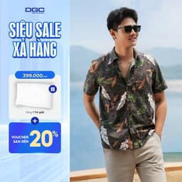Áo Sơ Mi Nam Ngắn Tay DGCs - Kiểu dáng suông, họa tiết lá, vải Gracell cực thoáng mát và thấm hút tốt - SASNBD153M 1
