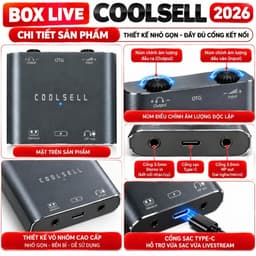 Box Live Coolsell 24Bit 192kHz Stereo Bản 2026, Cục Chuyển Âm Thanh Livestream Thu Âm, Hỗ Trợ Vừa Sạc Vừa Live 3