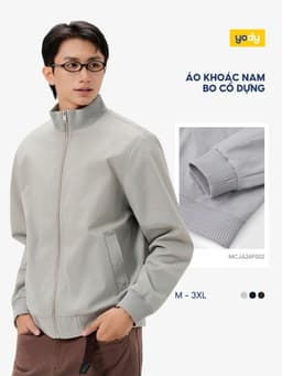 Áo khoác khaki nam YODY phối bo tay, cổ dựng, form suông, thoải mái MCJA26F002 1