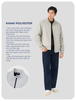 Áo khoác khaki nam YODY phối bo tay, cổ dựng, form suông, thoải mái MCJA26F002 4
