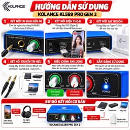 Box Livestream KOLANCE KL589 Pro Gen 2 Stereo 24Bit/192kHz, Vừa Live Vừa Sạc, Box Thu Âm Kết Nối Điện Thoại 5