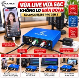 Box Livestream KOLANCE KL589 Pro Gen 2 Stereo 24Bit/192kHz, Vừa Live Vừa Sạc, Box Thu Âm Kết Nối Điện Thoại 8