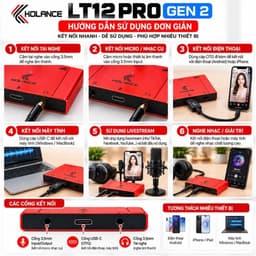 Box Livestream KOLANCE LT12 PRO GEN 2 24Bit Stereo, Sound Card Thu Âm OTG Type C Cho Điện Thoại Máy Tính 5