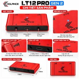 Box Livestream KOLANCE LT12 PRO GEN 2 24Bit Stereo, Sound Card Thu Âm OTG Type C Cho Điện Thoại Máy Tính 8