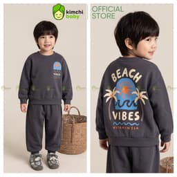 [10-29KG] Bộ Dài Tay Vải Nỉ 2 Da Cao Cấp Premium Dày Mịn Ấm Cho Bé Trai KIMCHIBABY Họa Tiết Thể Thao Bóng Rổ BN605 7