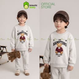 [10-29KG] Bộ Dài Tay Vải Nỉ 2 Da Cao Cấp Premium Dày Mịn Ấm Cho Bé Trai KIMCHIBABY Họa Tiết Thể Thao Bóng Rổ BN605 3