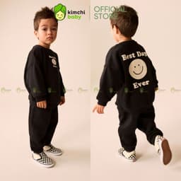 [10-29KG] Bộ Dài Tay Vải Nỉ 2 Da Cao Cấp Premium Dày Mịn Ấm Cho Bé Trai KIMCHIBABY Họa Tiết Thể Thao Bóng Rổ BN605 1