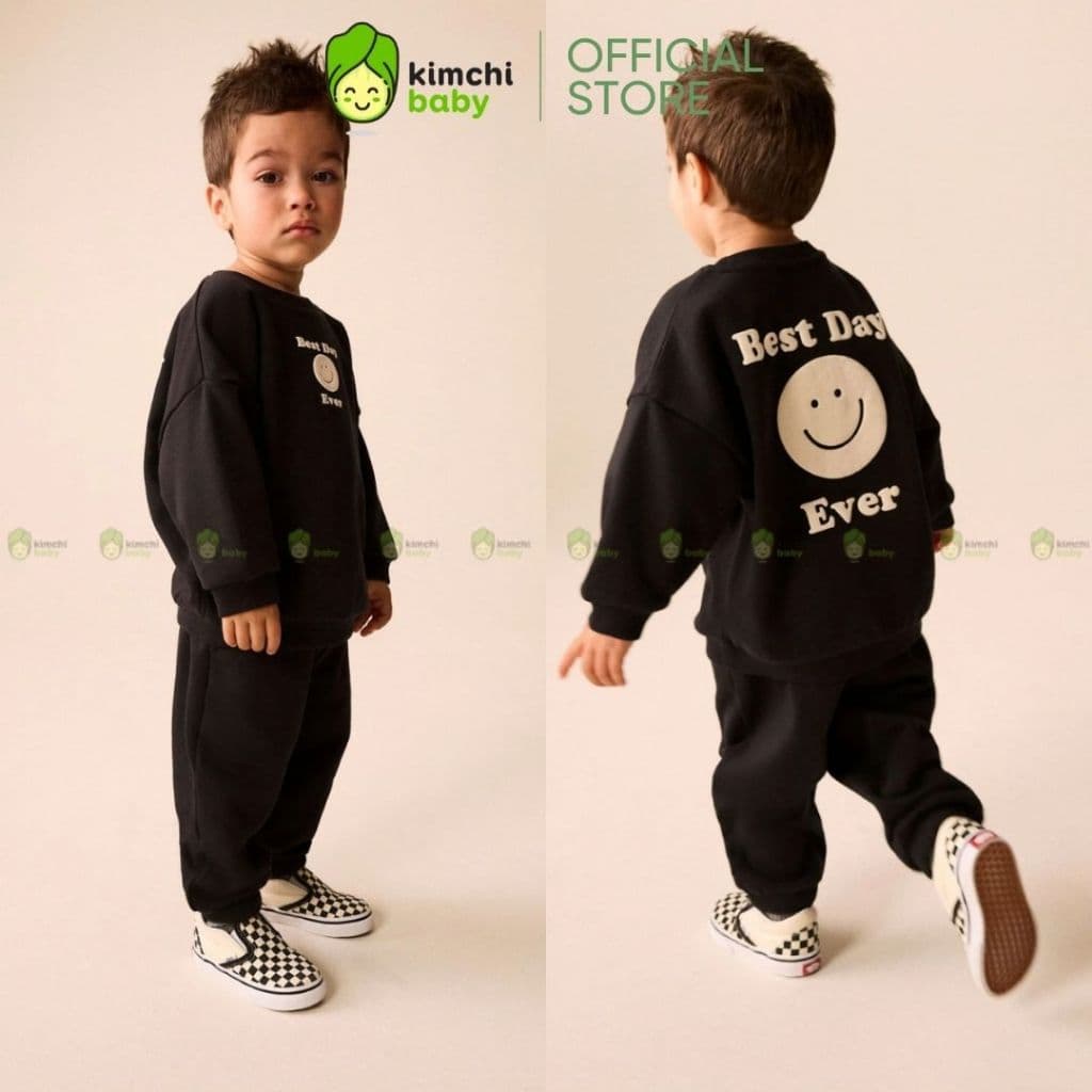 [10-29KG] Bộ Dài Tay Vải Nỉ 2 Da Cao Cấp Premium Dày Mịn Ấm Cho Bé Trai KIMCHIBABY Họa Tiết Thể Thao Bóng Rổ BN605