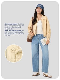 Áo khoác bomber nữ YODY chất khaki nhẹ, thoải mái, dáng croptop năng động WCJA26F099 4
