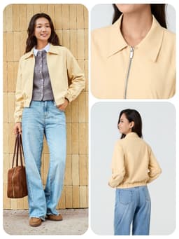 Áo khoác bomber nữ YODY chất khaki nhẹ, thoải mái, dáng croptop năng động WCJA26F099 5