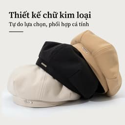 Mũ Nồi Beret Nữ Tám Cạnh Phong Cách Hàn Quốc Mũ Mái Bằng Retro Mũ Painter Hợp Cho Mặt Tròn Vòng Đầu Lớn T994 5