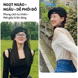 Mũ Nồi Beret Nữ Tám Cạnh Phong Cách Hàn Quốc Mũ Mái Bằng Retro Mũ Painter Hợp Cho Mặt Tròn Vòng Đầu Lớn T994 4